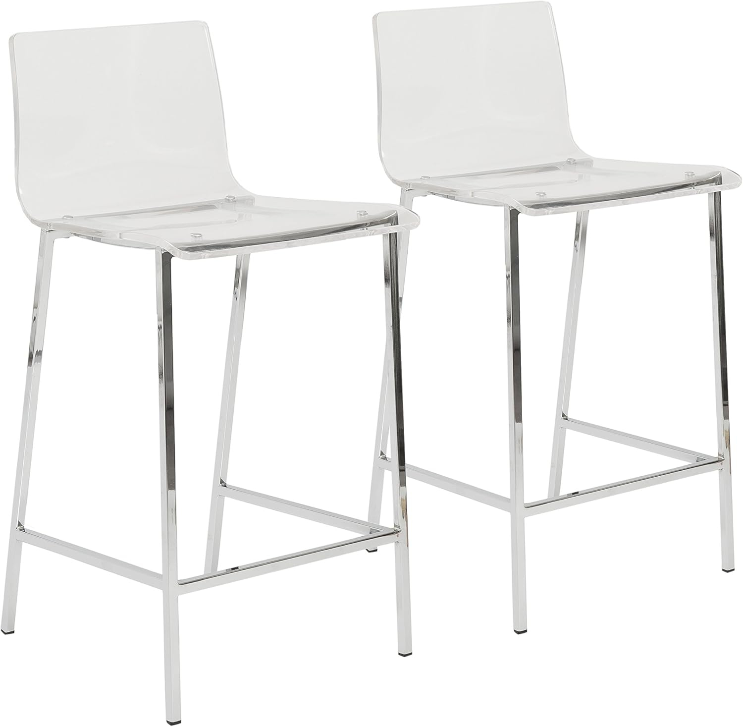 EURO STYLE Chloe Office Chair in Clear, Acrylic, Chromed Steel Base, 360° Swivel, Adjustable Height, Casters for Mobility, Made for Everyday Home Use