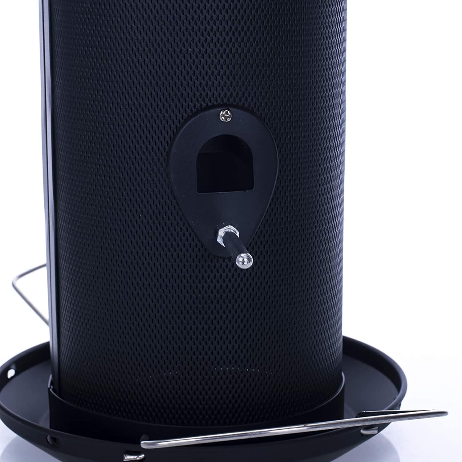 Matte Black Heavy Duty Metal Hanging Bird Feeder with Dual Nut and Seed Compartments