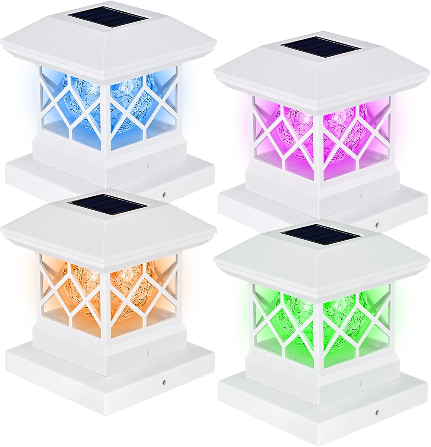 TWINSLUXES Solar Post Cap Lights Outdoor - Waterproof LED Fence Post Solar Lights for 3.5x3.5/4x4/5x5 Wood Posts in Patio, Deck or Garden Decoration 4 Pack