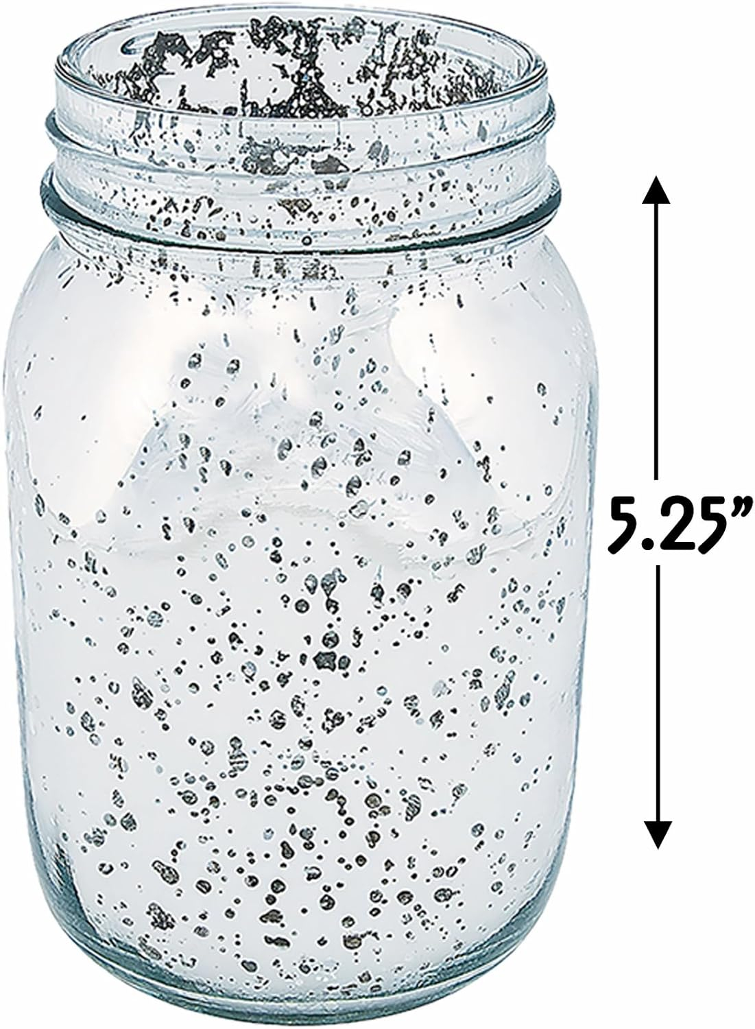 Silver Mercury Glass Round Mason Jars Set for Wedding Decor