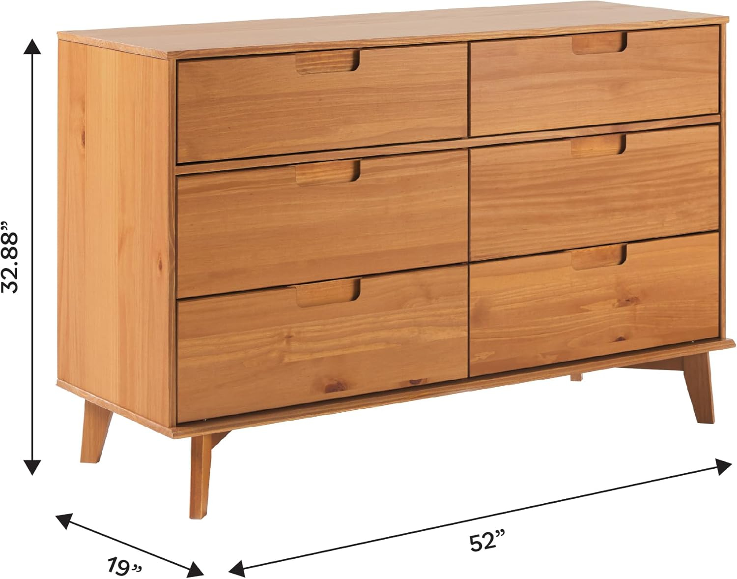 Walker Edison Sonoma 6-Drawer Solid Wood Caramel Dresser