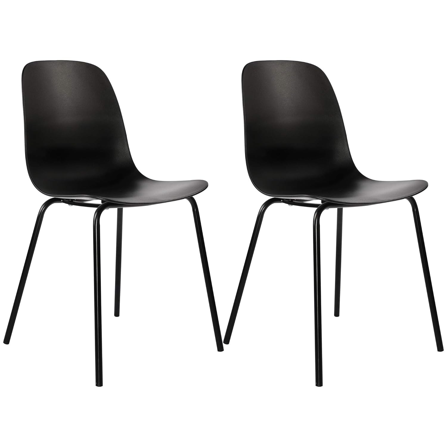 Black Metal Industrial Side Chairs with Polypropylene Seat, Set of 2
