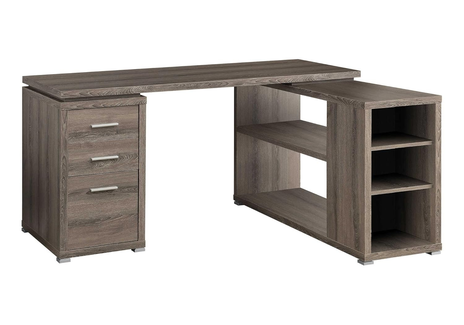 Monarch Specialties Computer Desk, L-Shaped, Corner, 3 Drawers 2 Open Shelves 3 Cubbies, 60"L X 47"W