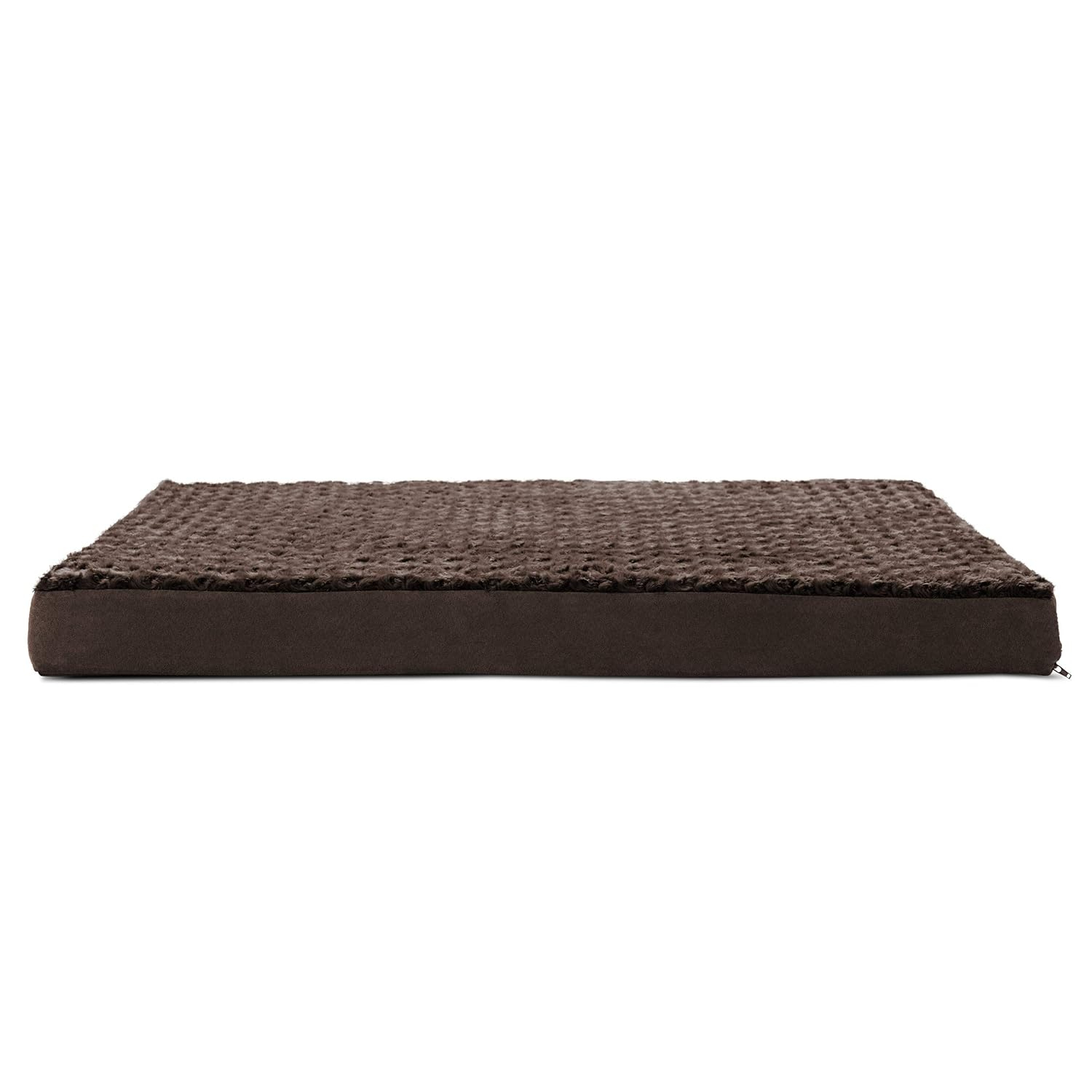 Furhaven Orthopedic Dog Bed for Large Dogs w/ Removable Washable Cover, For Dogs Up to 95 lbs - Ultra Plush Faux Fur & Suede Mattress - Chocolate, Jumbo/XL