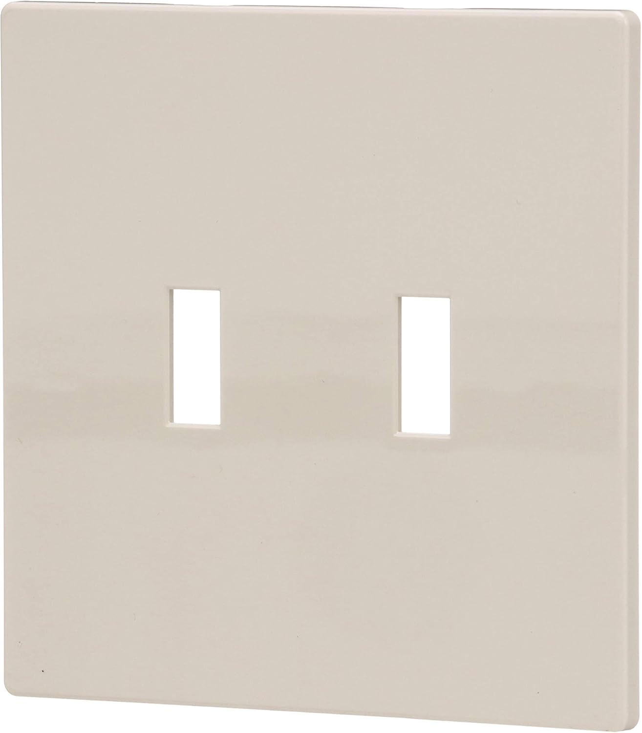 Light Almond Polycarbonate 2-Gang Screwless Toggle Switch Wall Plate