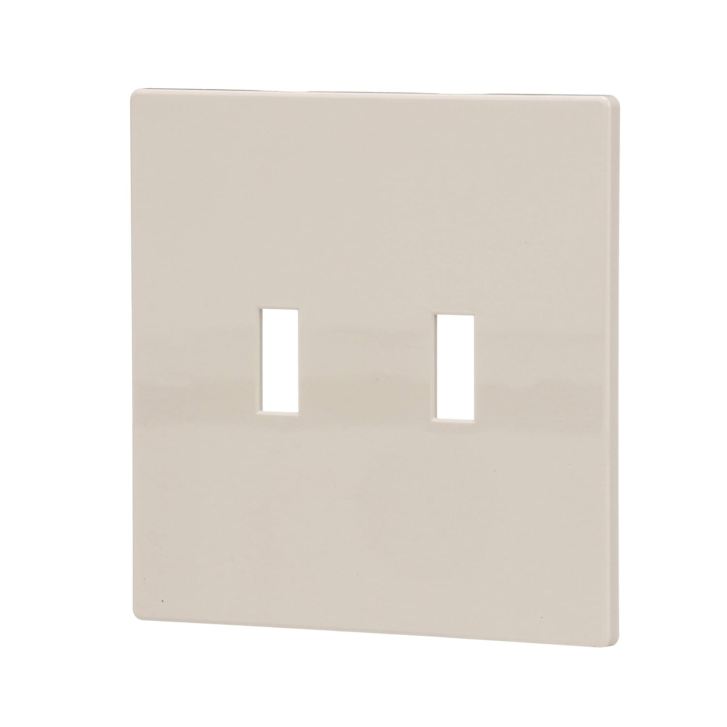 Light Almond Polycarbonate 2-Gang Screwless Toggle Switch Wall Plate