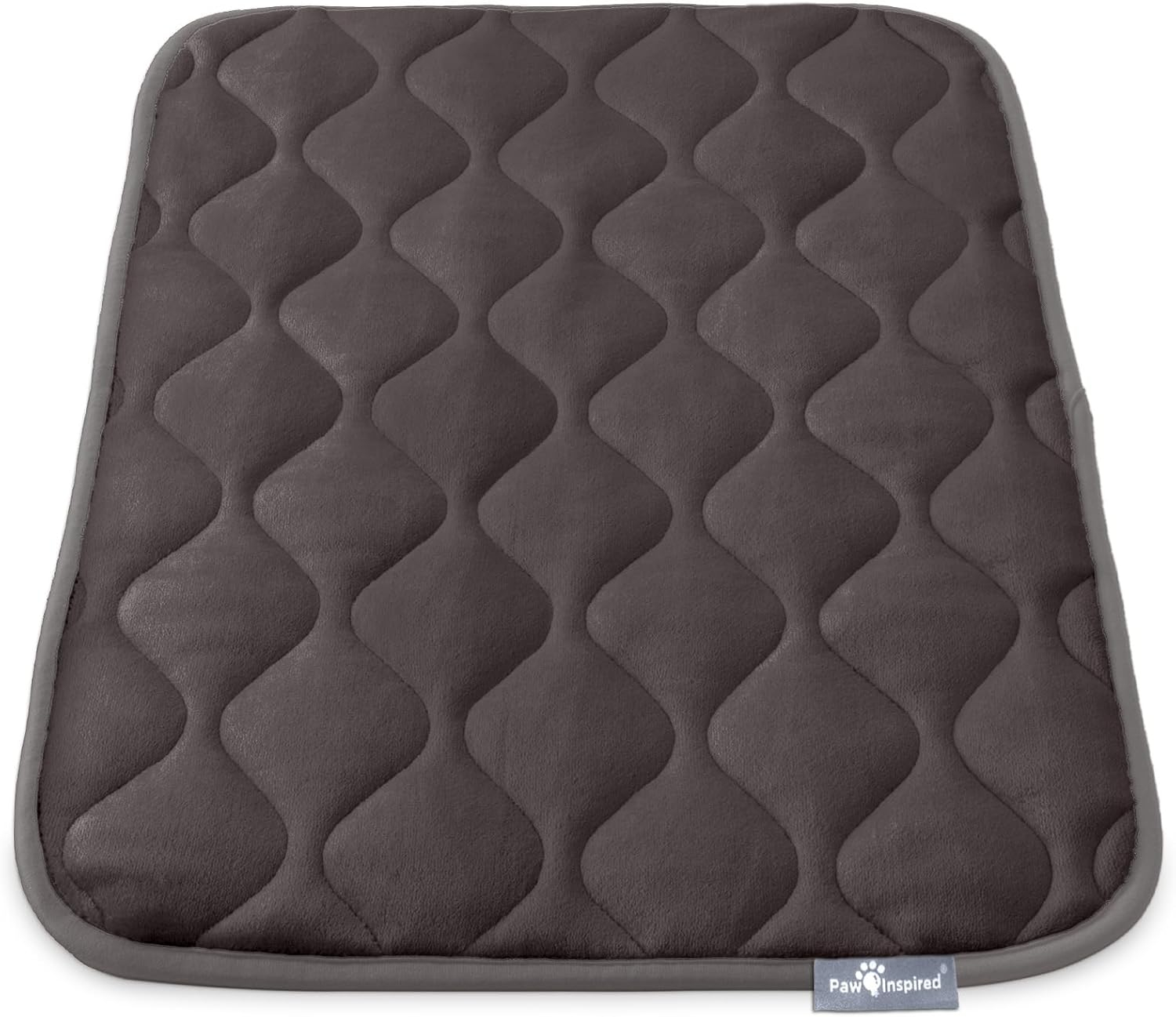 Paw Inspired Washable Padded 30" Crate Mats for Dogs | 29” x 18” Size, Fits 30-inch Kennels | Anti-Slip, Leakproof, Waterproof, Reusable Plush Pet Pads (Gray)