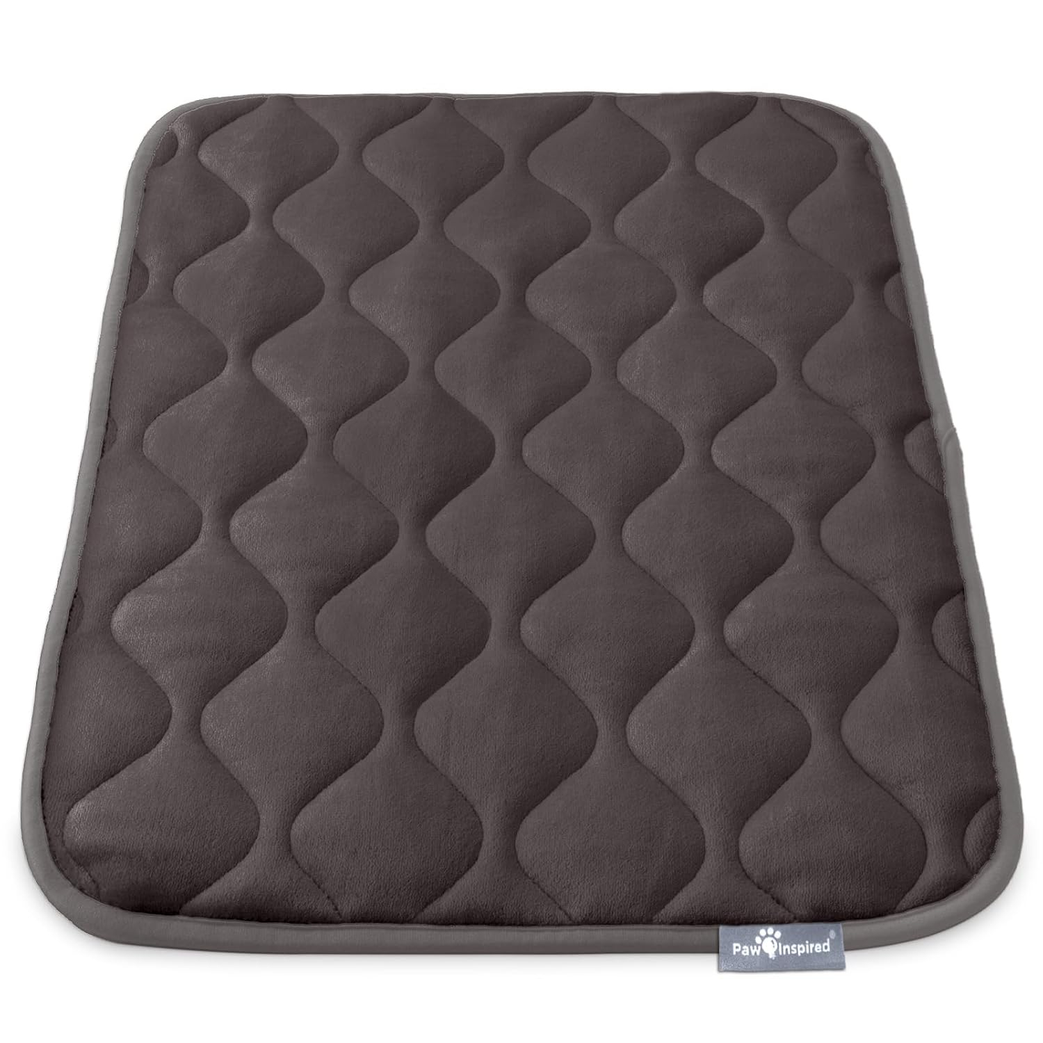 Paw Inspired Washable Padded 30" Crate Mats for Dogs | 29” x 18” Size, Fits 30-inch Kennels | Anti-Slip, Leakproof, Waterproof, Reusable Plush Pet Pads (Gray)