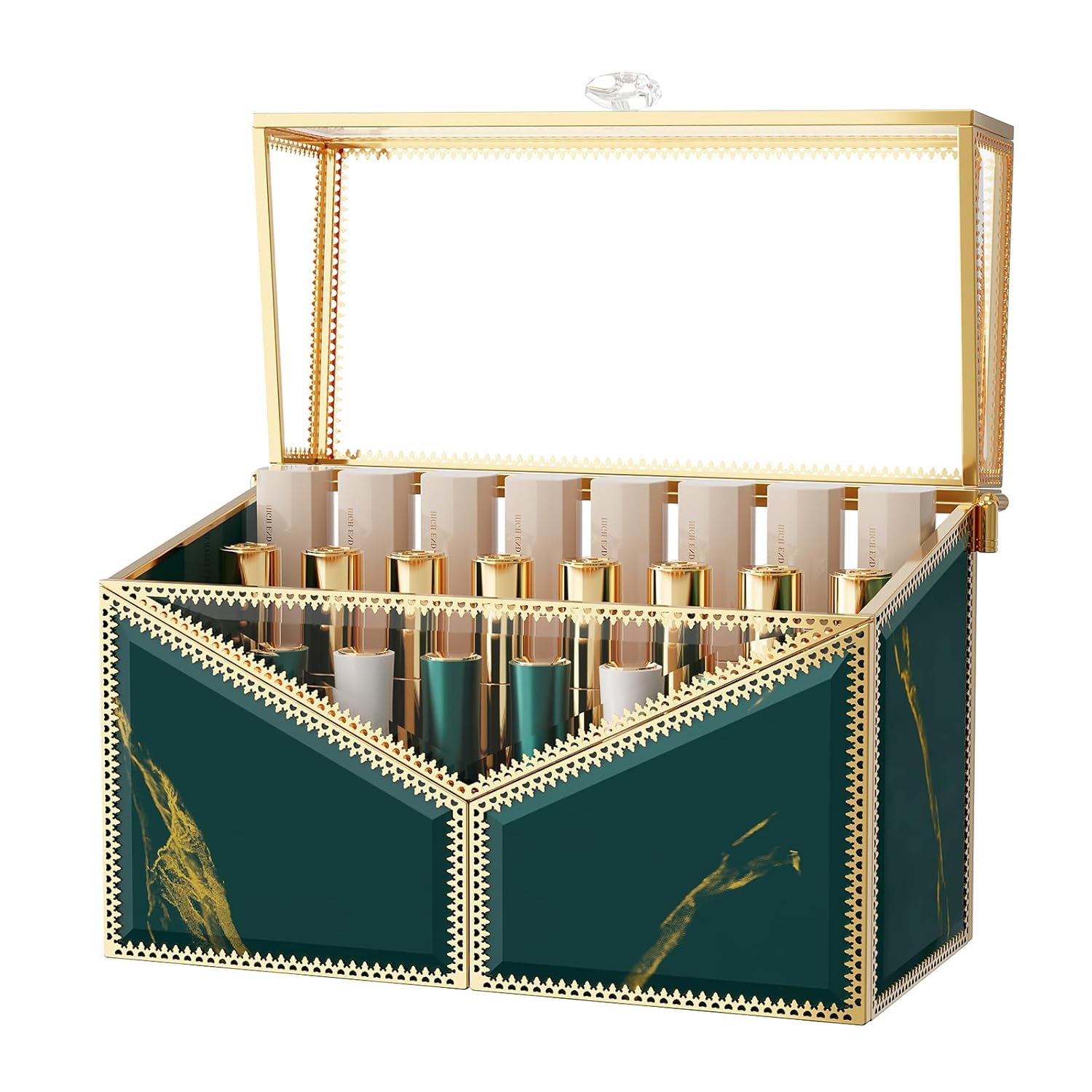Lipstick Organizer Lipstick Holder - 24 Spaces, Tempered Glass Lip Gloss and Perfume Organizer,Vanity Lipstick Holder and Organizer.