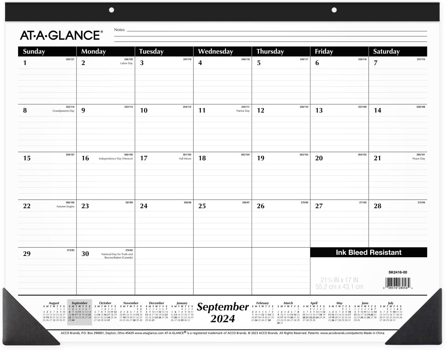 AT-A-GLANCE Academic 2024-2025 Monthly Desk Pad Calendar Standard 21 34 x 17 -