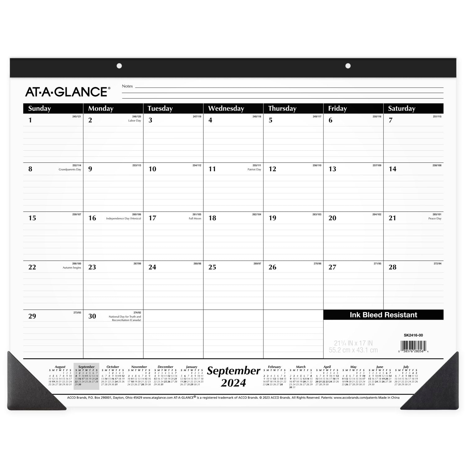 AT-A-GLANCE Academic 2024-2025 Monthly Desk Pad Calendar Standard 21 34 x 17 -