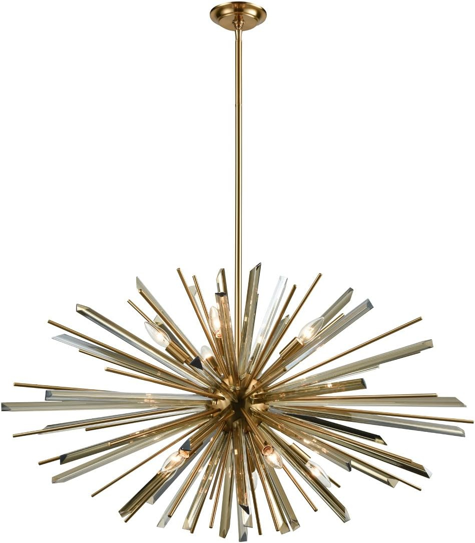 Antique Brass Sputnik Chandelier with Clear Glass Accents