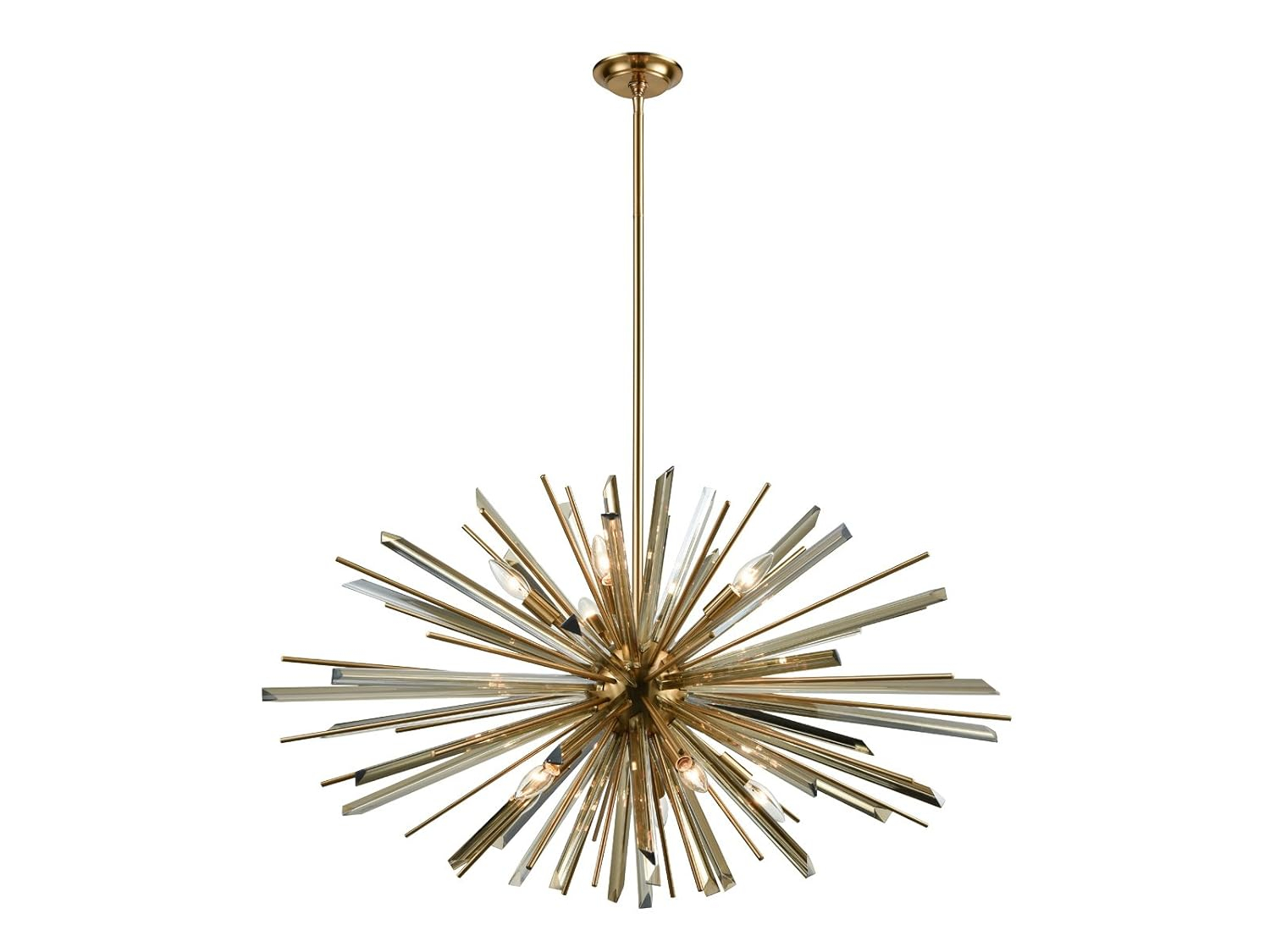 Antique Brass Sputnik Chandelier with Clear Glass Accents