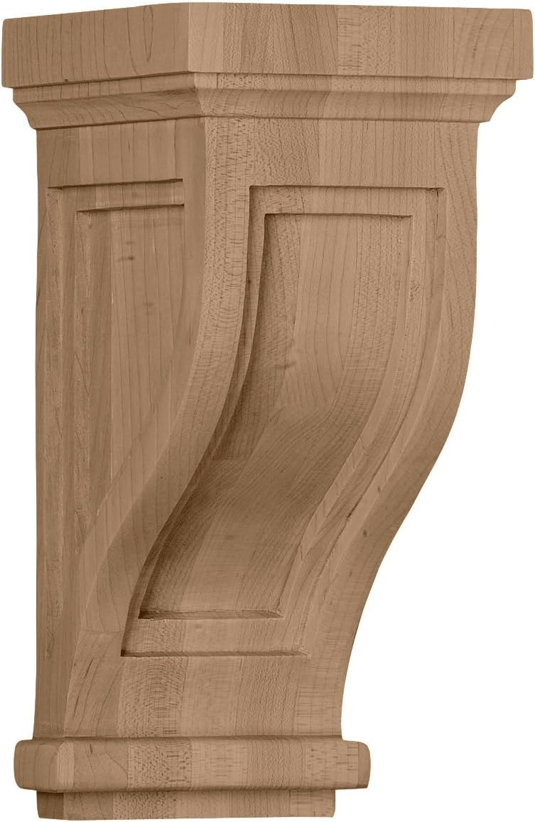 Ekena Millwork 4 3/4"W x 5"D x 10"H Traditional Recessed Corbel, Rubberwood