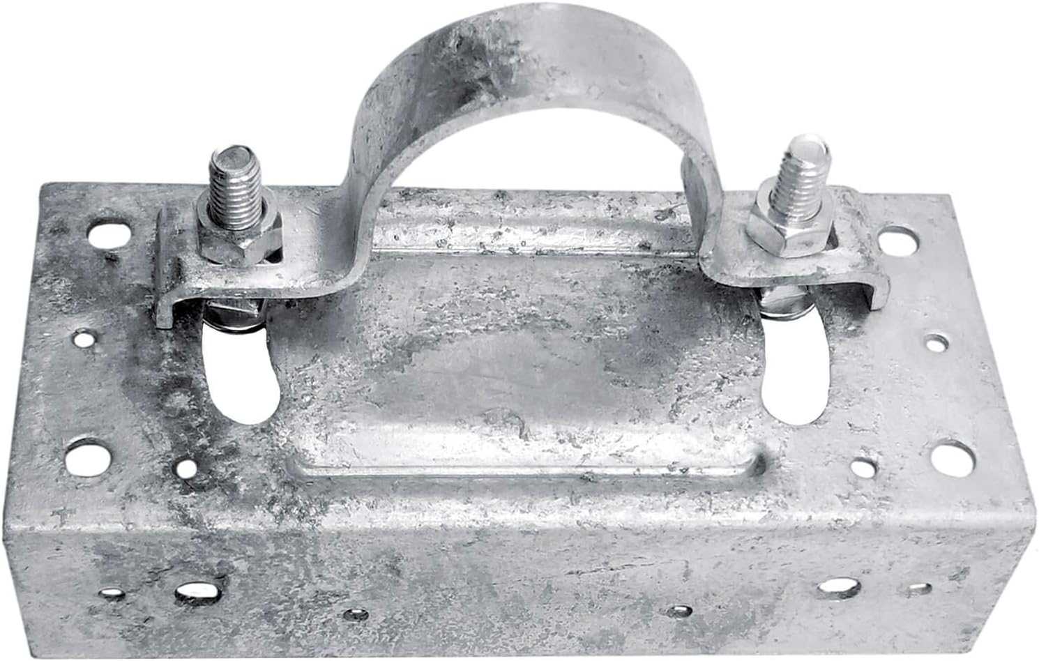 Jake Sales 2-3/8" Wood Fence to Round Steel Post Panel Attachment Adapter Bracket: Galvanized Steel, Adjustable Clamp, Resists Rusting