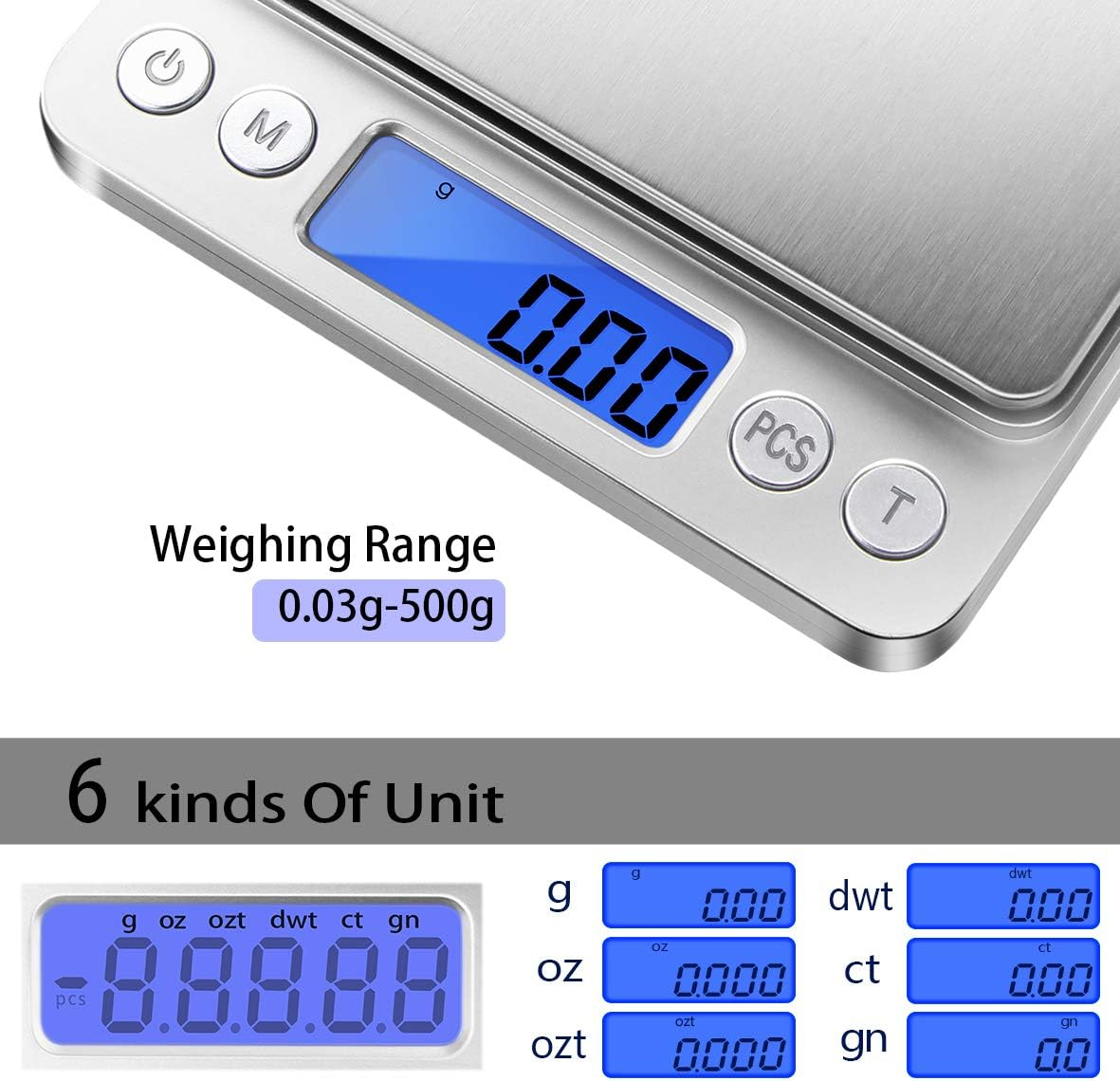 Compact Stainless Steel Digital Kitchen Scale with LCD Display