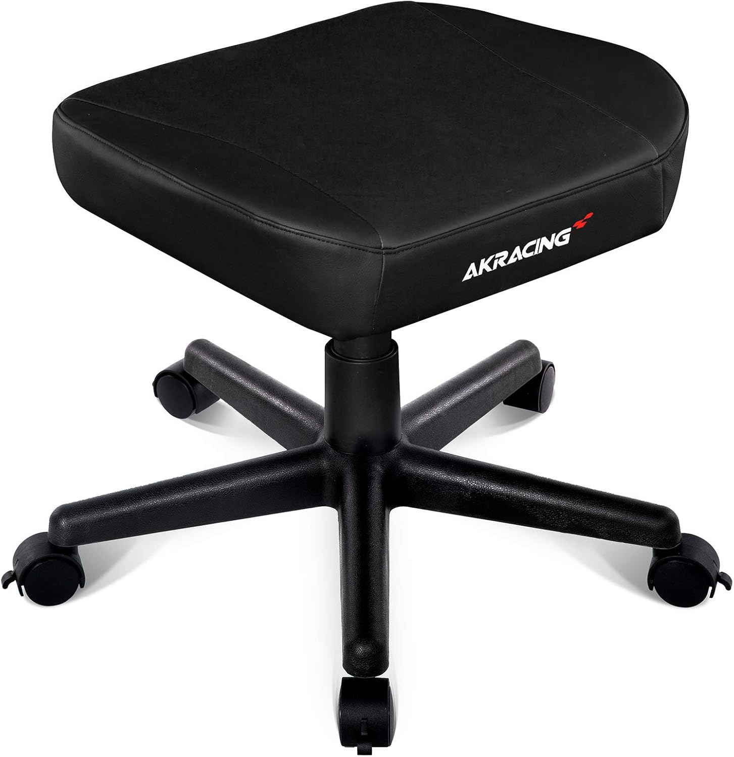 AKRacing Ottoman Footrest with PU Leather Upholstery, Adjustable Height and Swivel Wheels for Office and Gaming Chairs - Black