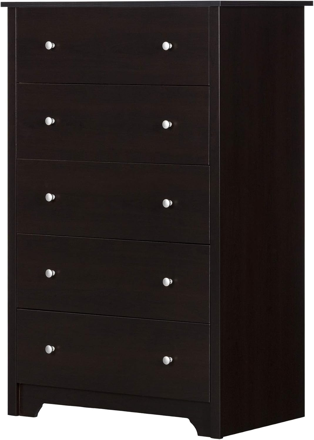 South Shore Vito Collection 5-Drawer Dresser, Chocolate with Matte Nickel Handles