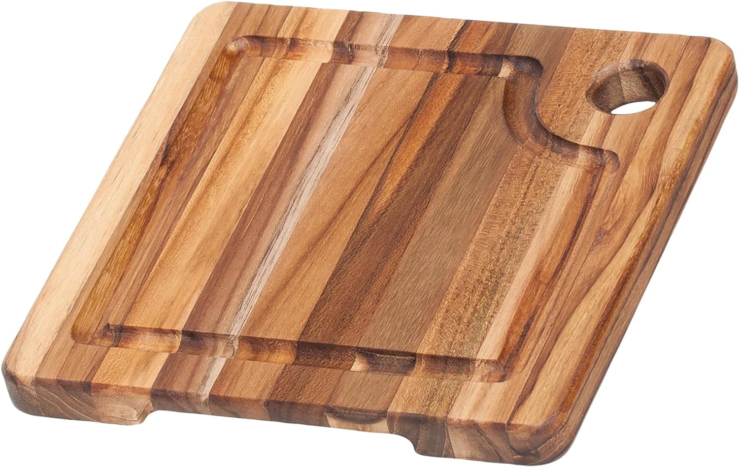 TeakHaus Edge Grain Marine Board w/Corner Hole + Juice Canal (Square) | 8" x 8" x 0.75"