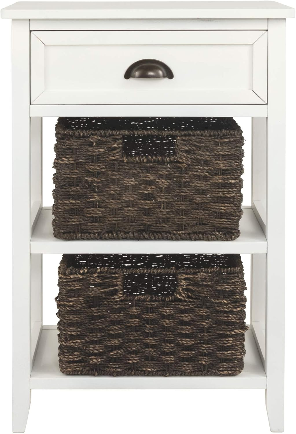 White Rectangular Wood Accent Table with Storage