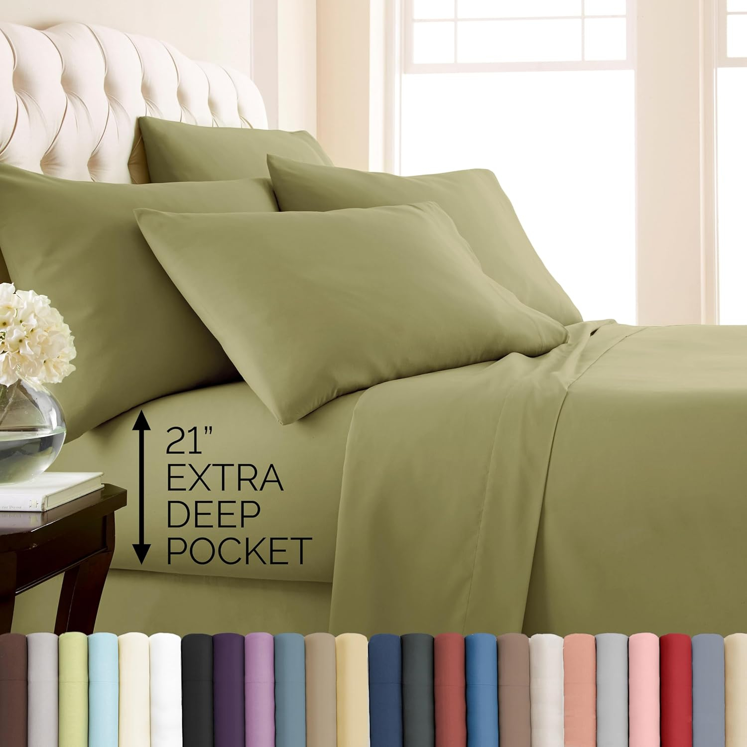 Sage Green Queen Microfiber Deep Pocket Sheet Set