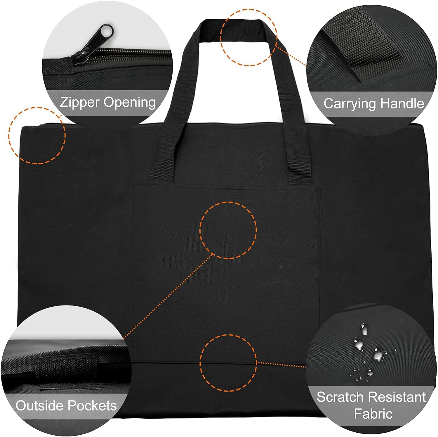 Cupohus Waterproof Art Portfolio Bag 20" x 26" for 18" x 24" Artworks with Outer Pockets and Handle, Student Carrying Storage Bag