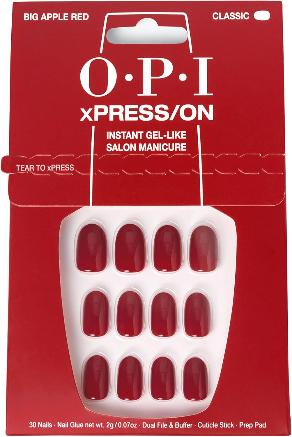 OPI xPRESS/ON Press on Nails | Short Round Classic Shape Nail Art | Dark Colors | 30 Count With Glue | Instant Gel-Like Salon Manicure | Long Lasting, Reusable, Non-damaging