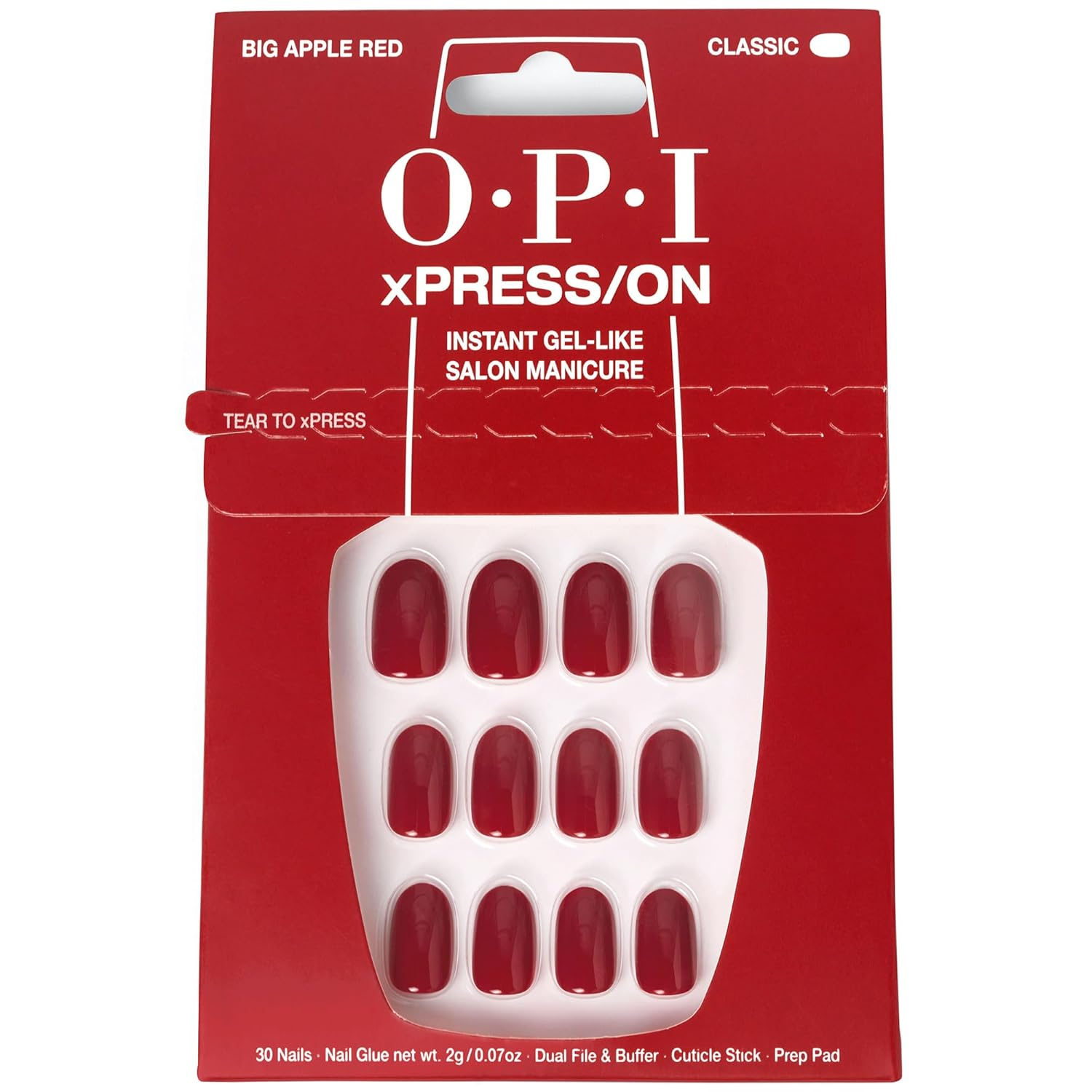 OPI xPRESS/ON Press on Nails | Short Round Classic Shape Nail Art | Dark Colors | 30 Count With Glue | Instant Gel-Like Salon Manicure | Long Lasting, Reusable, Non-damaging