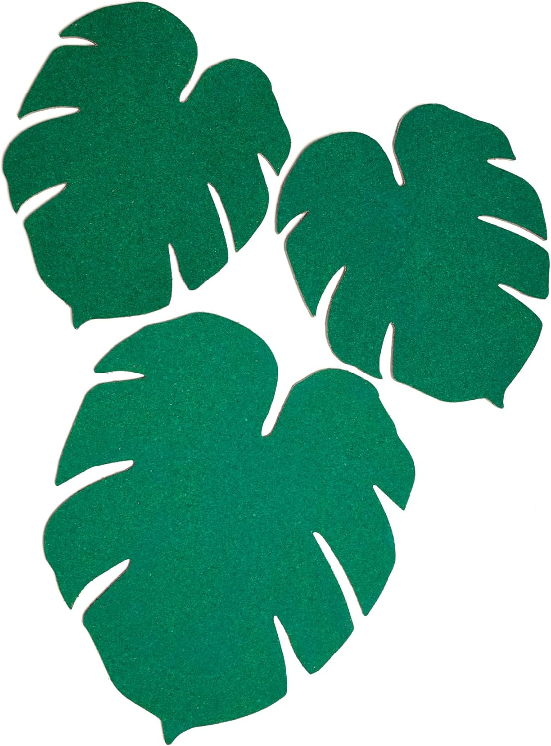 Green Monstera Leaf Cork Bulletin Boards, Set of 3
