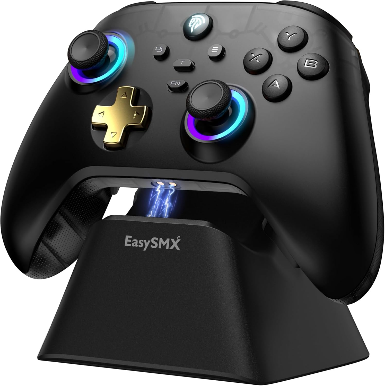 EasySMX Pro Wireless Gaming Controller with Charging Dock–Hall Effect Joysticks & Triggers, RGB Lighting for PC/iOS/Android/Switch