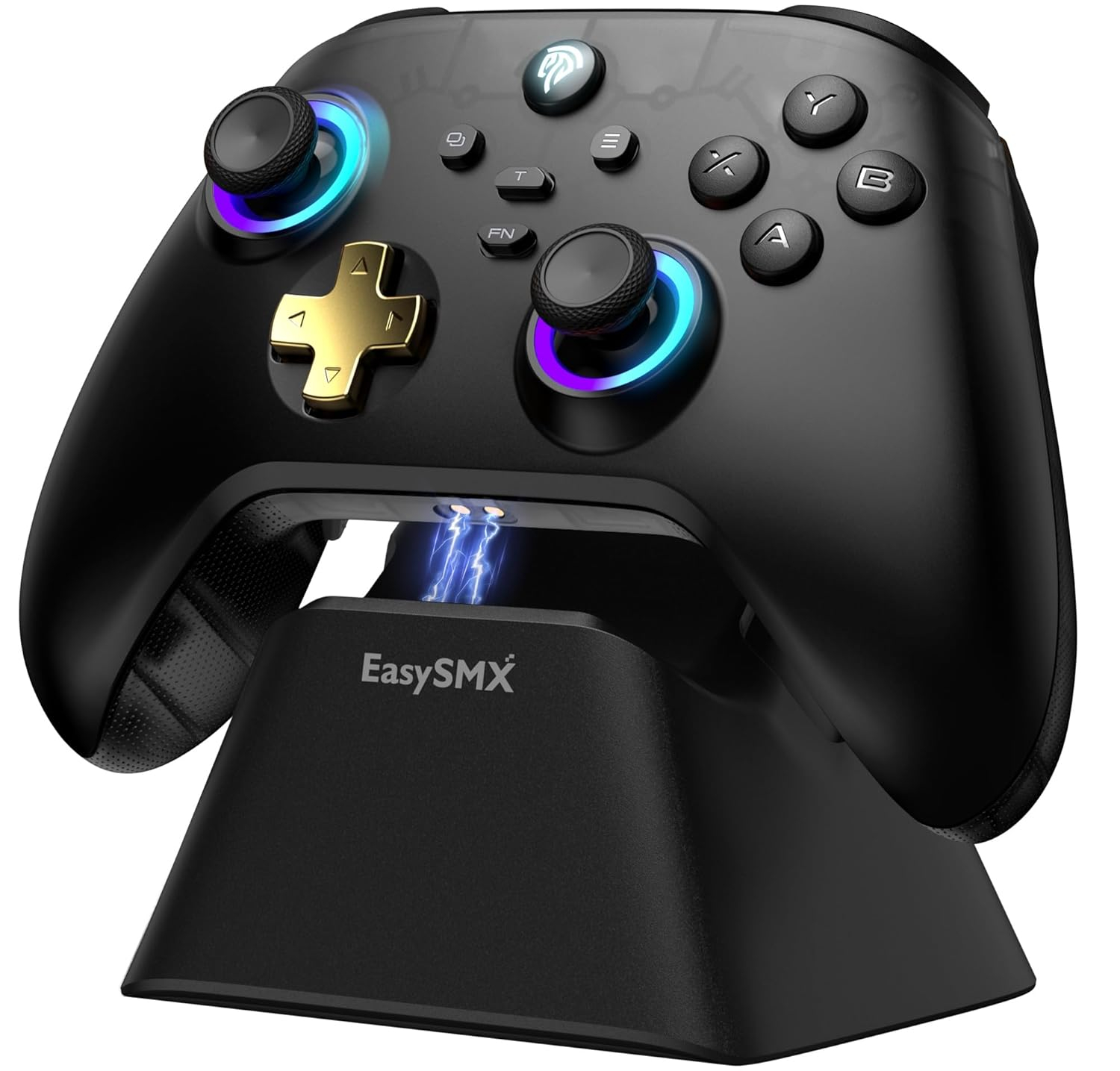 EasySMX Pro Wireless Gaming Controller with Charging Dock–Hall Effect Joysticks & Triggers, RGB Lighting for PC/iOS/Android/Switch