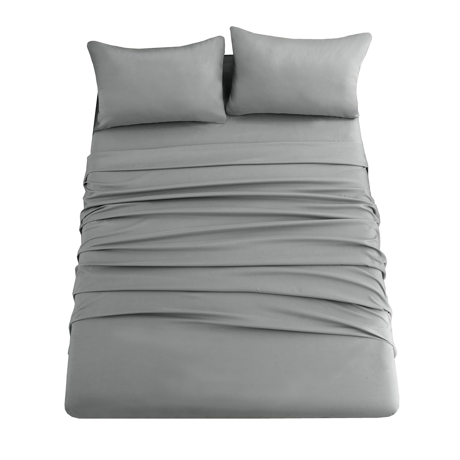 Utopia Bedding Solid 4 Piece Bed Sheets Set For Adults - Microfiber, Fade Resistant (Queen, Grey)
