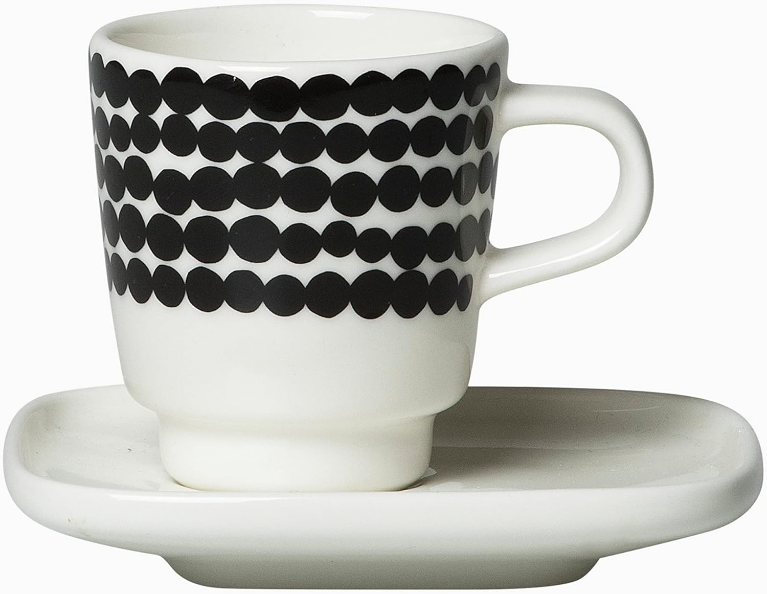 Modern White and Black Ceramic Espresso Cup with Saucer