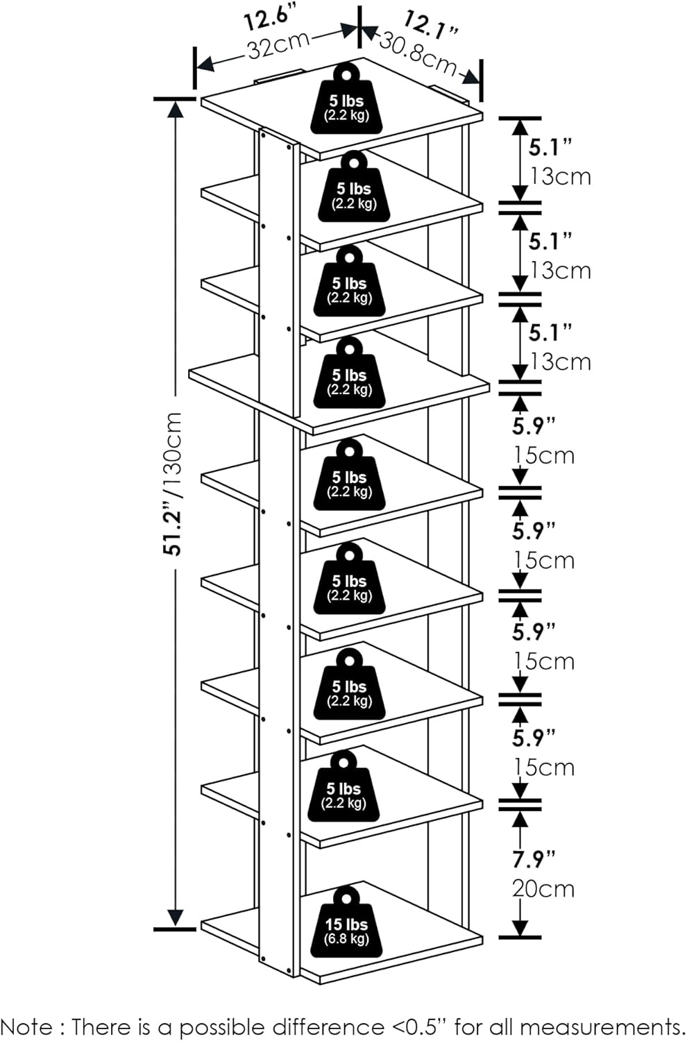 Furinno Compact 9-Tier Vertical Space Saving Free Standing Shoe Tower, Shoe Rack for Closet Entryway, Espresso