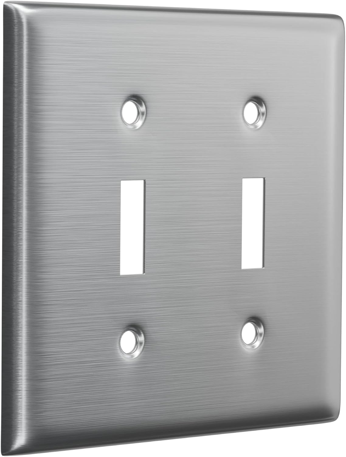 TayMac WSS-TT 2-Gang Stainless Steel Standard 2-Toggle Metal Wall Plate, Outlet Cover Wall Plate with Screws, Light Switch Cover Plate for 2 Devices
