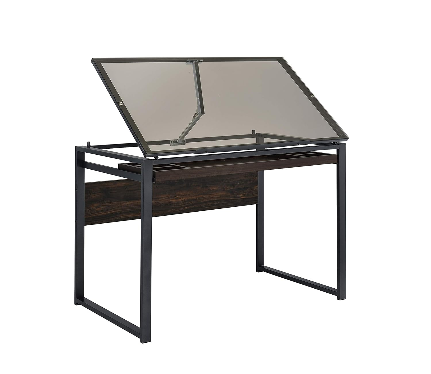 Pantano Glass Top Drafting Desk with Organizer Drawer Gunmetal - Coaster