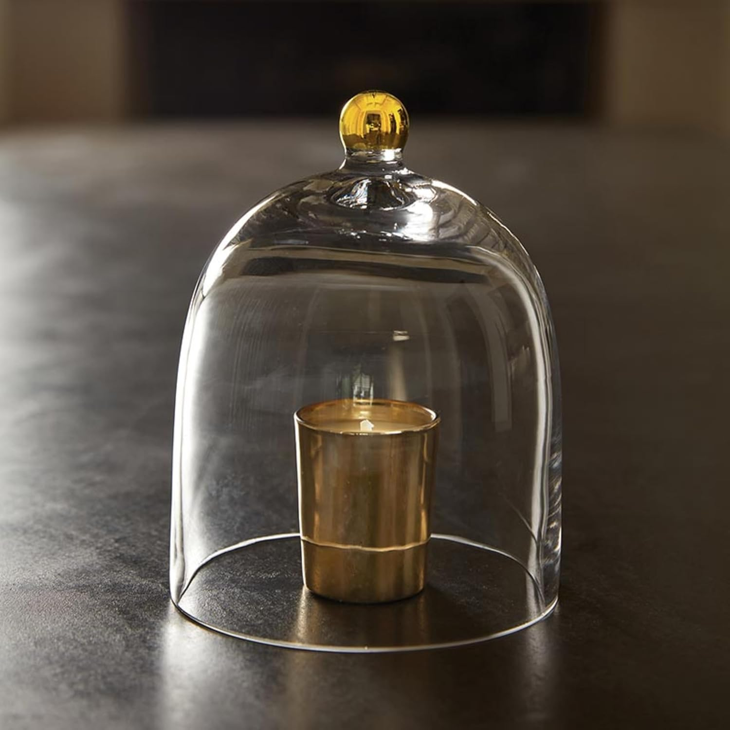 Santa Barbara Design Studio Glass Dome Food Cover Gold Knob Cloche, Small, Clear