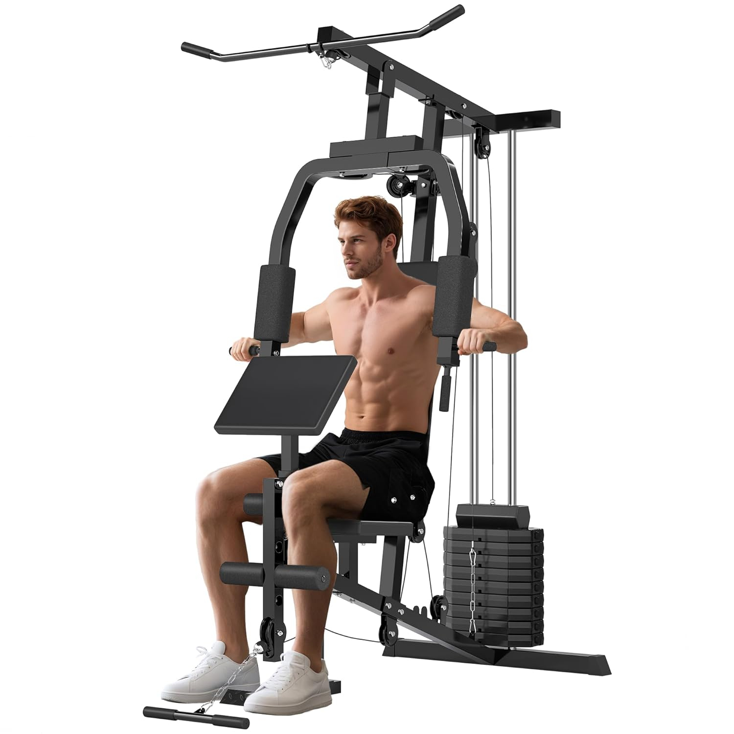 Soozier Multifunction Home Gym System, Workout Station with 99Lbs Weight Stack, for Full Body Exercise