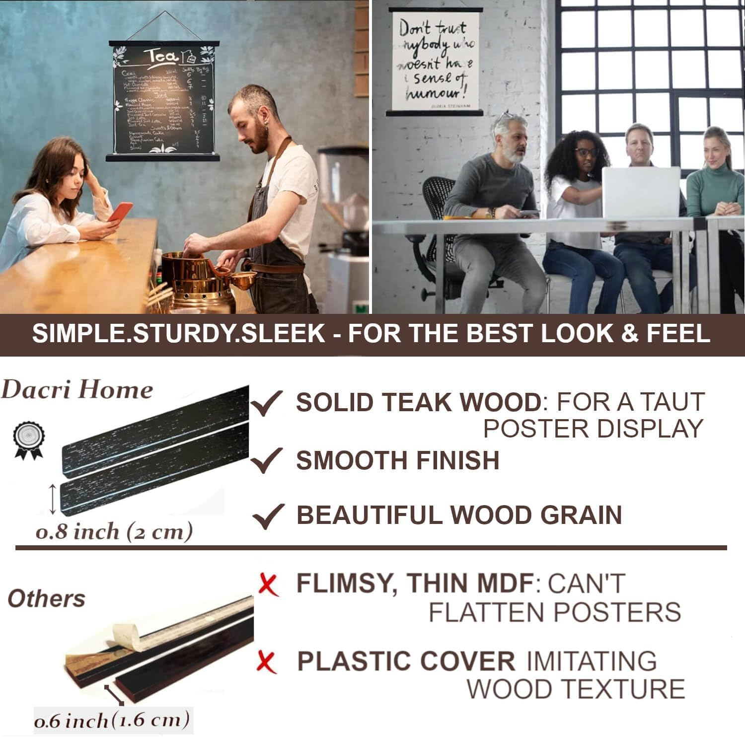 Dacri Home 24 Inch Wide Magnetic Poster Hanger Frame,24x18 24x32 24x36 Wooden Poster Hanger, Strong Magnets for Hanging Posters Maps Pictures Canvas Print Scroll Wall Art (24”, Black)