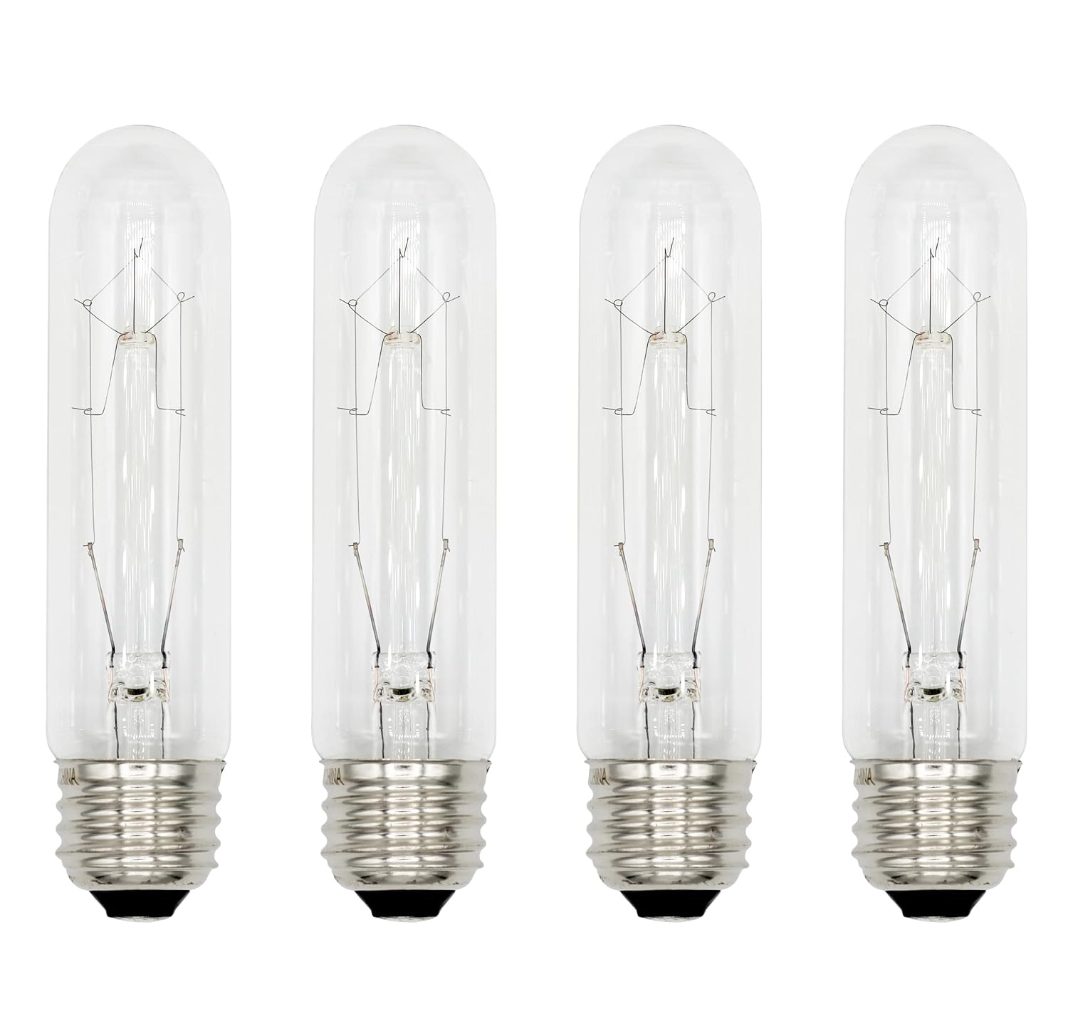 Creative Hobbies® 308 (Pack of 4) 25T10/CL - 25 Watt T10 Clear Tubular - 120V - Medium (E26) Base - Incandescent Light Bulbs
