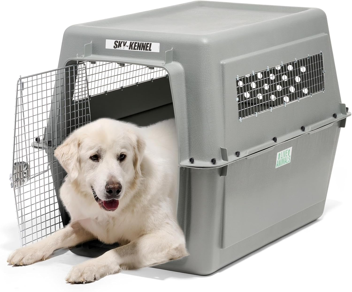 Petmate Sky Kennel IATA Airline Friendly Dog Crate Plastic Travel Pet Carrier, Jumbo XXL 48" for Dogs 90-125 lb, Gray
