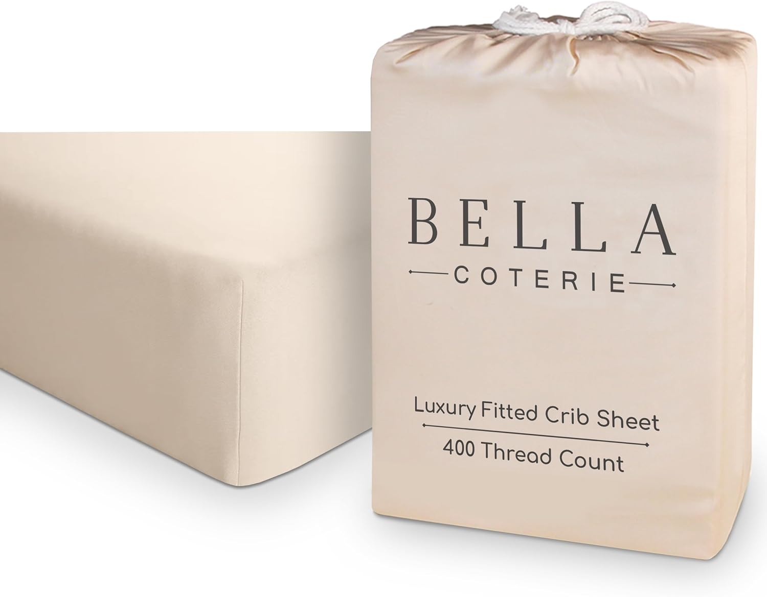 Bella Coterie Luxury Bamboo Crib Sheet | Organically Grown | Ultra Soft | Cooling for Better Sleep | Deep Pocket Fitted Sheet for Crib & Toddler Mattress | Viscose Made from Bamboo [Champagne]
