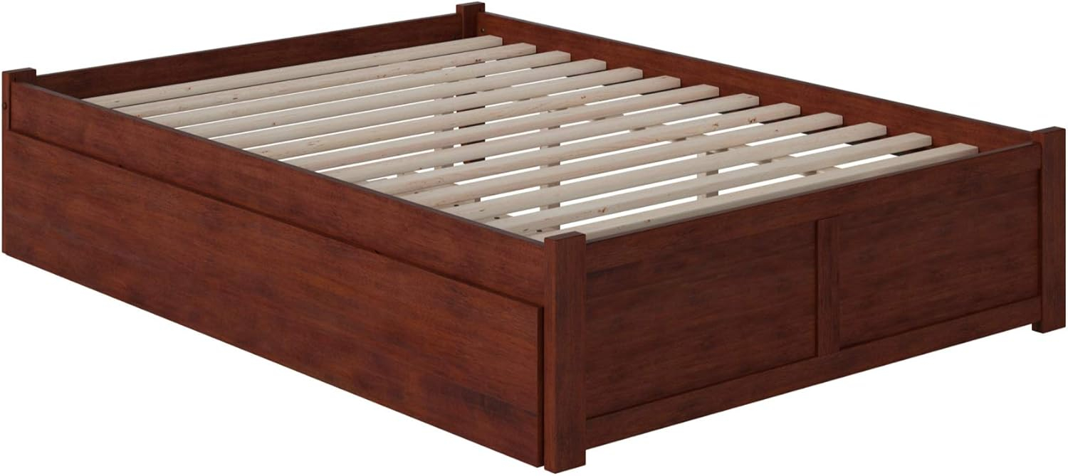 Concord Queen Bed with Footboard and Twin Extra Long Trundle in Walnut
