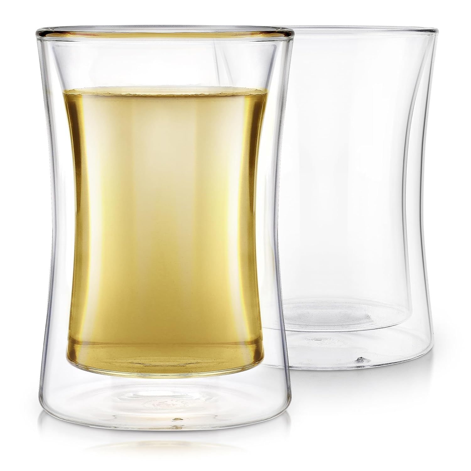 Teabloom Modern Insulated Tasting Glass Cups - Set of 2 Double Walled Glasses (10 oz / 300 ml) - Milano Collection