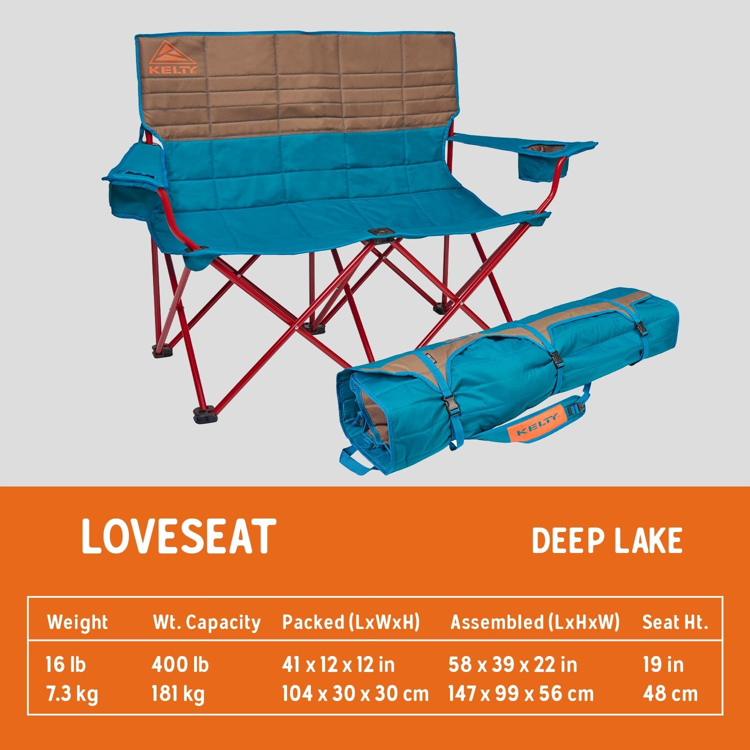 Deep Lake and Fallen Rock Double Outdoor Camping Chair with Arms