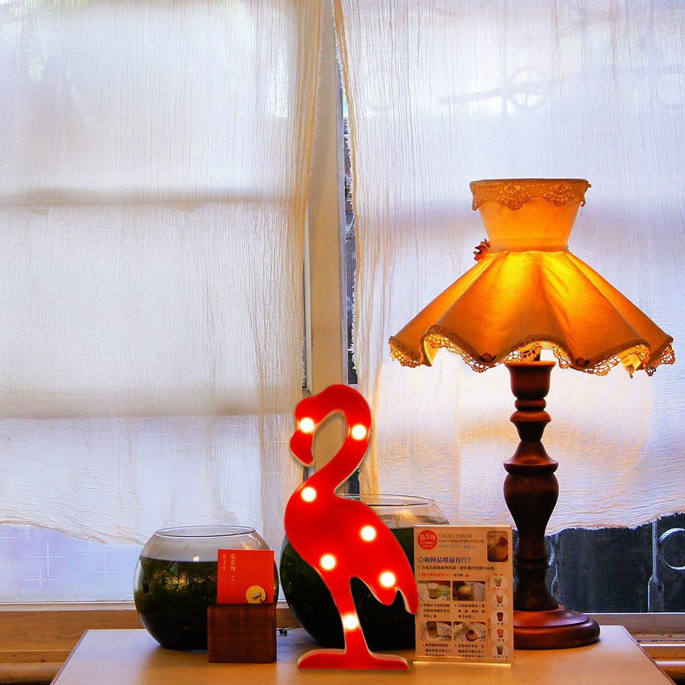 YiaMia Flamingo LED Light Flamingos Pink Night Lamp Romantic Battery Powered Marquee Flamingo Table Lights for Home Wall Kid's Room Birthday Party Decorations Valentina Christmas Gift