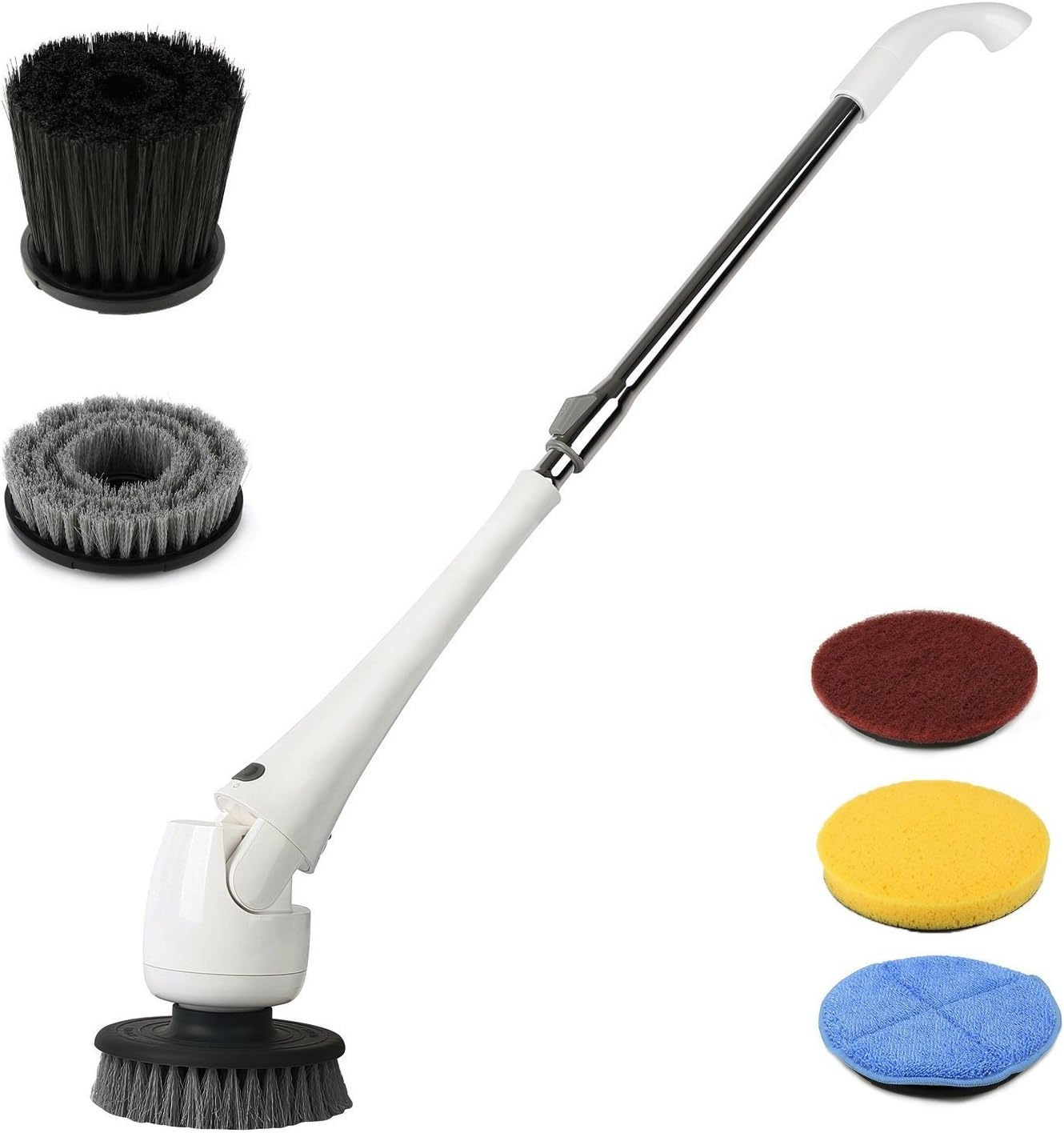 Floor Scrubber Machine, Electric Spin Scrubber Cordless Power Scrubber with Extension Handle & 5 Cleaner Brushes for Bathroom Tub Tile Kitchen Hard Floor Grout Pool