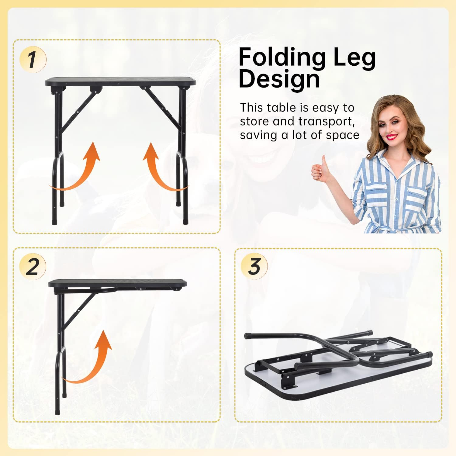 BestPet 32in 36in Dog Grooming Table Foldable Home Pet Bathing Station with Adjustable Height Portable Drying Table with Arm Noose for Medium Small Dogs (32 Inch)
