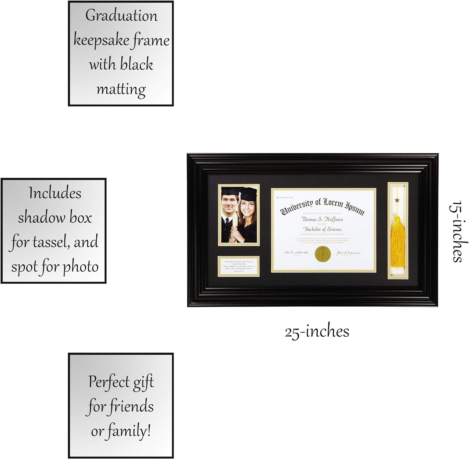 Creative Brands Heartfelt-Inspirational Keepsake Diploma and Photo Frame, 15 x 25-Inch, Jeremiah 29:11