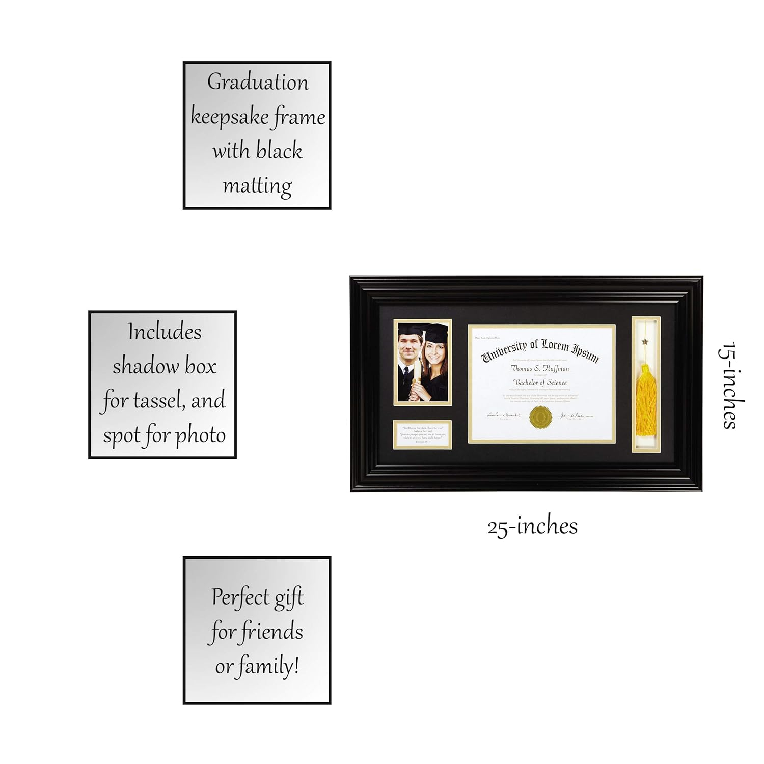 Creative Brands Heartfelt-Inspirational Keepsake Diploma and Photo Frame, 15 x 25-Inch, Jeremiah 29:11